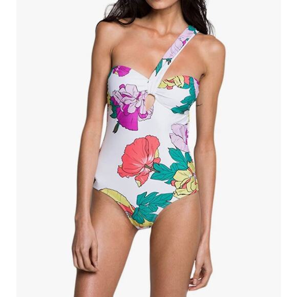 6 Shore Road Small Floral Cuba One shoulder one piece swimsuit Pooja Floral - Picture 1 of 6